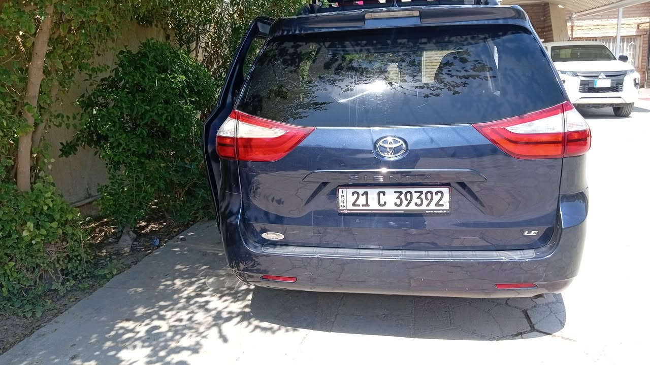 تويوتا سينا للبيع موديل 18 ضرر جامرلغ السائق وبنيد رقم شمالي سلسمانيه السعر 215 مكان السيارة ديالى اتصال ***********
