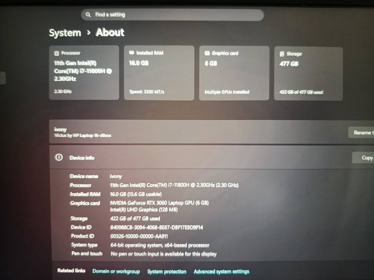 Victus f15 
3060 6GB
I7 11800H
16GB 3200MT
Storage 475 SSD

شاشة الجهاز
1080p
144 HZ 
IPS

مع شاحنها الاصلي
اكو توصيل لكل المحافظات و فحص گدام المندوب, اذا ما ردتها انت تدفع التوصيل و أهلا وسهلا 

سعرها مليون، مليون سعرها، سعر مليونها، مليونها سعر


**إذا كنت صاحب هذا الإعلان وتريد حذفه لأي سبب، رجاءا أرسل رسالة إلى الدعم الفني**
