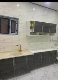 كاونتر خشب • ملحق متر ونص • سنك مرمر متر و20