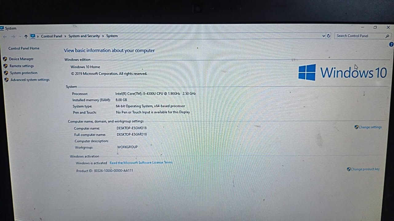 🖥 نظام التشغيل

Windows 10 Home

إصدار 64 بت (x64)

⚙️ المعالج (CPU)

Intel Core i5-4300U

🧠 الذاكرة العشوائية (RAM)

8 جيجابايت (8 G

🏷 اسم الجهاز

DESKTOP-E5GMO18

🔐 حالة الويندوز

Windows is activated

الويندوز مفعل رسمياً

السعر ( 150الف ) 

مكاني البصره هارثه حي النتصار 

الاستفسار  تواصل واتساب 7770907245


**إذا كنت صاحب هذا الإعلان وتريد حذفه لأي سبب، رجاءا أرسل رسالة إلى الدعم الفني**