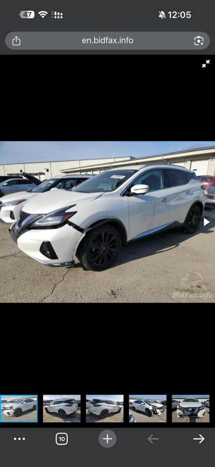 نيسان مورانو SL فول عدا الفتحة 
موديل 23 رقم بغداد باسمي 
ماشية 45 الف 
مواصفات 
محرك 6 سلندر 3.5
كشن كهربائي 
اشارة بالمري 
رادار جانبي ومامي وخلفي 
تبريد قطعتين تدفئة كشنات قطعتين 
تدفئة ستيرن 
انارة Led
كير محرك تبريد شاصي مكفول 
الحادث جاملغ وحافة البنيد فقط 
بدون دواخل بدون كلشي 
السعر 168
صور الحادث بلمنشور 
***********
