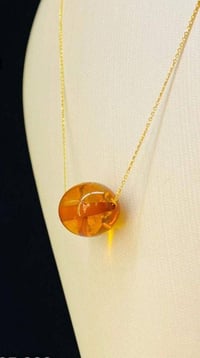 قلادة كهرمان • ذهب برازيلي • طلاء ثابت