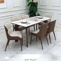 طاولة مرمر • كراسي جلد أصلي • صناعة تركية