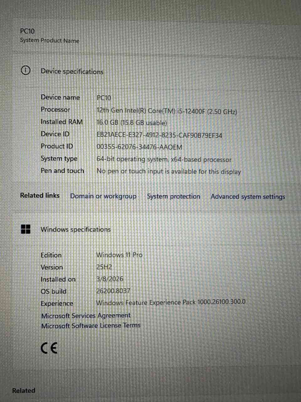 🔥 للبيع تجميعة PC قوية وجاهزة 🔥
مواصفات الجهاز:  
💻 المعالج: Intel Core i5 الجيل 12 (i5-12400F) بسرعة 2.50GHz  
🎮 كرت الشاشة: RTX 4060 سعة 8GB  
🧠 الرام: 16GB بسرعة 3200MHz  
💾 التخزين: 1TB (954GB)  
🖥 النظام: Windows 11 Pro (أصلي)  

✨ الجهاز مناسب للألعاب القوية، المونتاج، والتصميم بدون أي مشاكل.

🎁 الإضافات ويا الجهاز:  
🖥 شاشة 144Hz نوع Avetron  
🎧 سماعة HyperX  
⌨️ كيبورد  

📍 الجهاز نظيف جداً واستخدام شهر واحد وشغله ممتاز، جاهز للاستخدام مباشرة.


**إذا كنت صاحب هذا الإعلان وتريد حذفه لأي سبب، رجاءا أرسل رسالة إلى الدعم الفني**