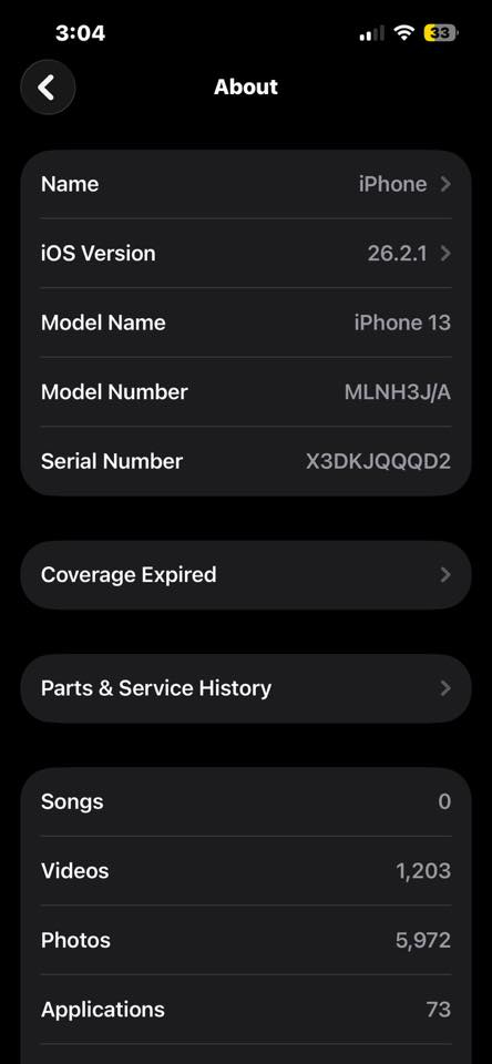iPhone 13
لون نيلي 
ذاكرة ركز (256) 
بطارية 78 
الجهاز بلادي ؏ وضع الشركة 
لا مفتوح ولا داخل تصليح 

يرهم مراوس او بيع إذا مراوس بعد افضل 
عنواني بغداد 
للتواصل *********** واتساب
