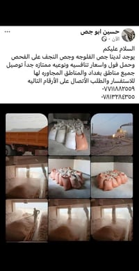 يوجد لدينا جص الفلوجه وجص النجف على الفحص وحمل فول واسعار تنافسيه ونوع...