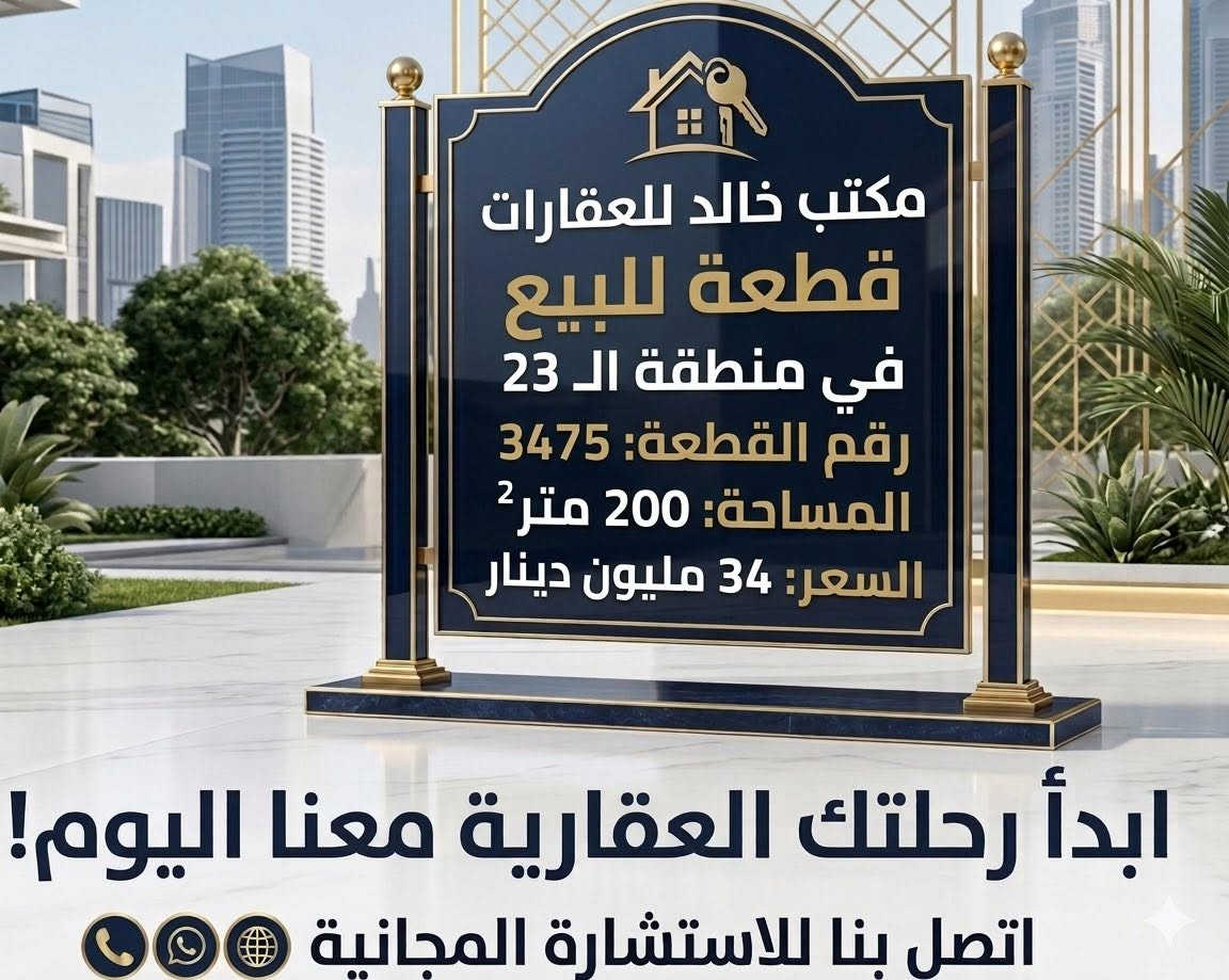 🏠 مكتب خالد للعقارات / الحيدرية / شارع 
      المحافظة  /قرب افران العامل
☎️ ***********
     ***********
