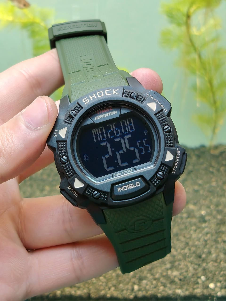 السلام عليكم 

ساعة تايمكس إكسبيديشن شوك أصلي جديد

° الوصف
• تم تصميم هذه الساعة الرقمية لتحمل قسوة الاستخدام اليومي انطلق في المغامرات معا تايمكس. 

° المعلومات الأساسية 
• القطر 45 ملم
• اضاءة داخلية 
• كرونوغراف
• ومؤقتات
• منبهات عدد ثلاثة
• مناطق زمنية ثنين
• تقويم يومي شهري 
• مقاومة للماء 100 متر
• السوار من الراتنج او ربل 

جميع الساعات اصلية معا ضمان🤍.

عنوان: - بغداد - مدينة الصدر ـ الأورفلي 
توصيل لجميع المحافظات 
التواصل واتساب *********** 🤍.
