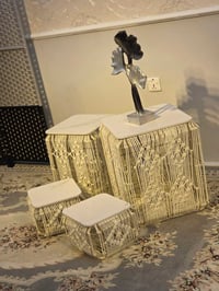 طاولة حديد خشب • ٤ قطع • توصيل مجاني