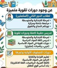 *📚 دورة التأسيس لمعالجة الضعف الدراسي *طفلك يعاني من:*  1. *ضعف القراء...