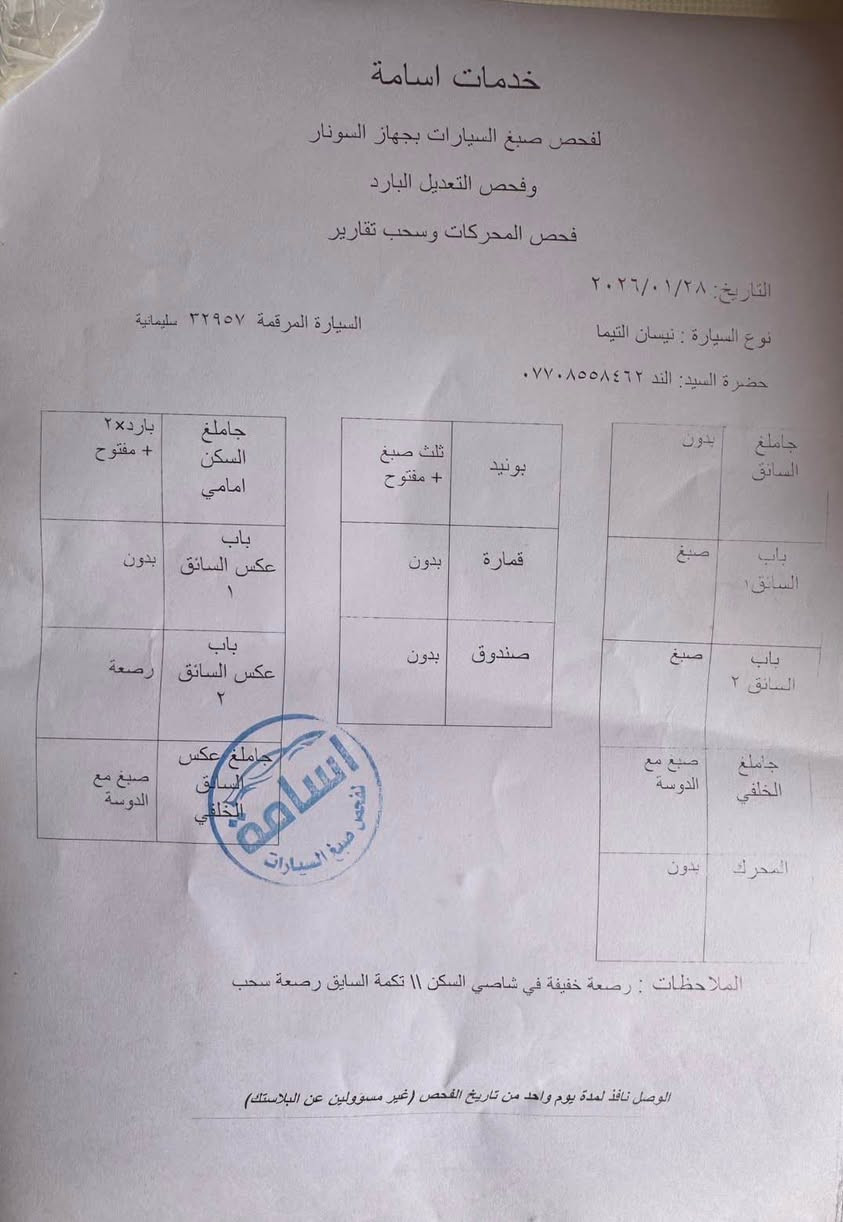 بۆ فرۆشتن 
ئاڵتیم  ٢٠٢٠ SL ڕەشی درۆزن 
سەماعە بۆس 
کوشن سەکن و سایەق هیتەر
سوکان هیتەر 
کوشن سایەق و سەکن کارەبا 
سلایت 
رادار پێش و پشت ، ڕادار ناوچەی کوێر ، خەتی جادە 
سەیارەکە زۆر بە خزمەتە 
١٥٠ هەزار ڕۆشتوە   
( ٣ پارچەی پەمپە لەبەر شوخت بەبێ دەعم ) 
١٣٧$ و مەجالێکی برایانە  
تکایە ئەگەر مشتەری نیت تەلەفون مەکە بۆ سعر تاقی کردنەوە
***********  کەرکوک كركوك, العراق
