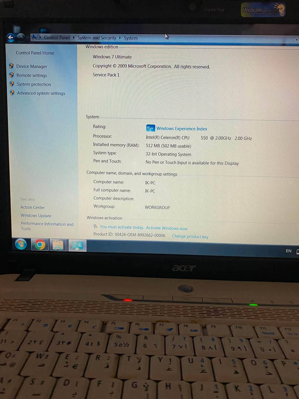 السلام عليكم للبيع لابتوب acer 5315 جيل القديم نضيف جدا  قيم بما يرضى الله واخذه للجهاز  واتساب ***********
