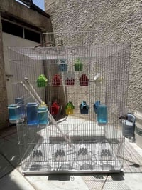 قفص طيور  حجم 90cm*80cm   ملحقات  12 بيت  5 ساقية ماء كبيرة 4 أماكن لل...