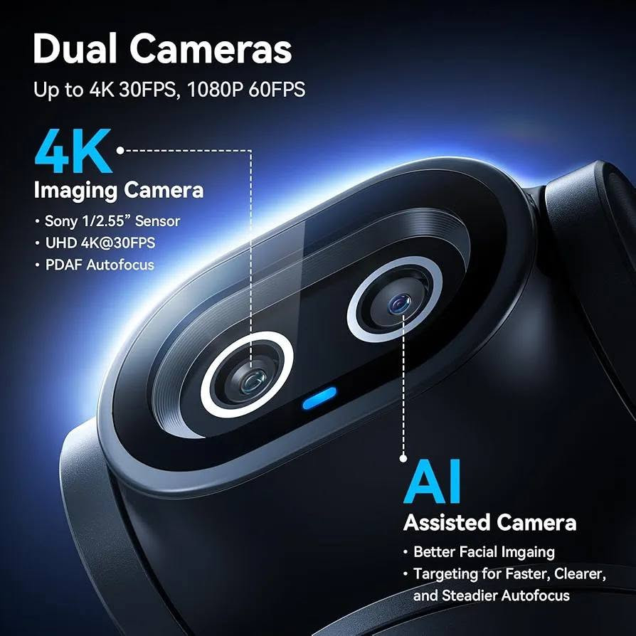 EMEET PIXY Dual-Camera AI-Powered PTZ Camera 4K, AI Tracking, PDAF&AI Autofocus 0.2s, 1/2.55'' Sony Sensor, 3 Mics, Presets, Gesture Control, 4K Webcam for Streaming and OBS/Twitch/Switch 2 Compatible


**إذا كنت صاحب هذا الإعلان وتريد حذفه لأي سبب، رجاءا أرسل رسالة إلى الدعم الفني**