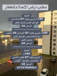 للبيع  120م غربي بلوك B7 مخصص طوابق أولى تبديل كفيل  السعر 56 ————————...
