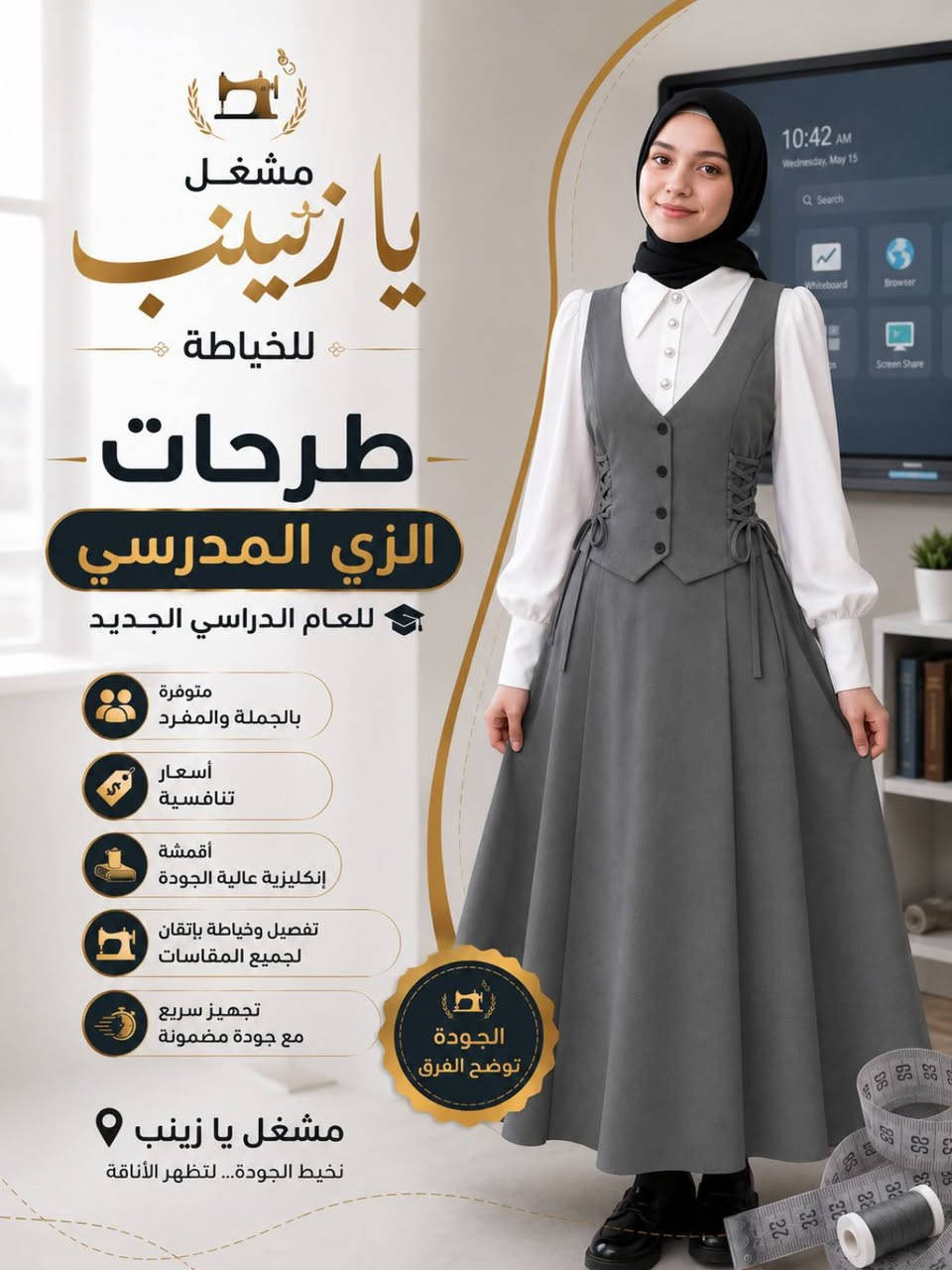 الى اصحاب المحلات والمجمعات... والبسطيات... 
 استعدوا للعام الدراسي الجديد مع مشغل يا زينب للخياطة ✨

نوفر لكم طرحات الزي المدرسي بأعلى معايير الجودة، مع اهتمام بأدق التفاصيل.

✅ متوفرة بالجملة والمفرد ✅ أسعار تنافسية ✅ أقمشة إنكليزية عالية الجودة ✅ تفصيل وخياطة لجميع المقاسات ✅ تجهيز سريع وجودة مضمونة ✅ استقبال طلبات المدارس الأهلية والحكومية

📍 مشغل يا زينب للخياطة 📞 للاستفسار والطلبات: *********** 📲 واتساب واتصال: ***********

نخيط الجودة... لتظهر الأناقة. ✨

#النجف #النجف_الأشرف #مدارس_النجف #مدارس_أهلية_النجف #الزي_المدرسي #طرحات_مدرسية #خياطة_النجف #مشغل_يا_زينب #الجملة_والمفرد #أقمشة_إنكليزية

