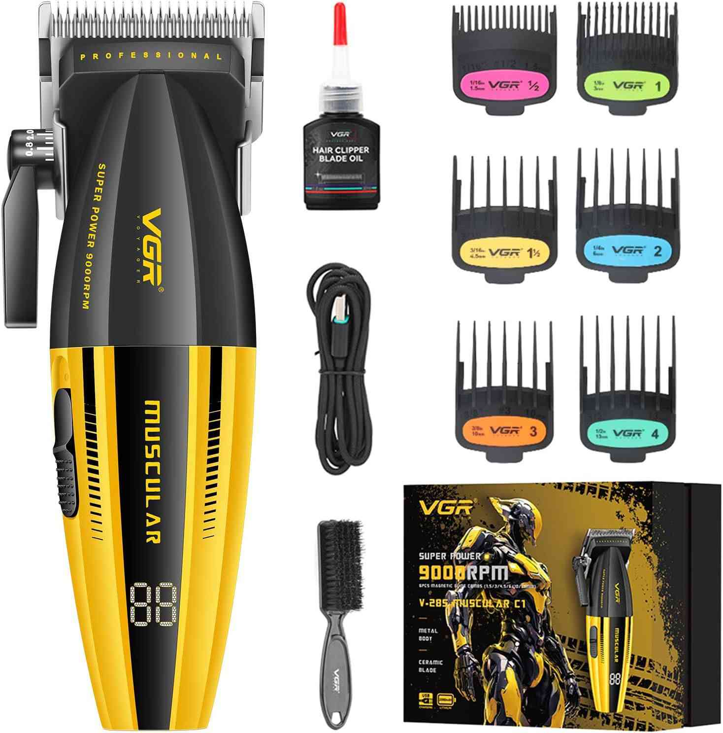 مجموعة حلاقة وتحديد احترافية للرجال من نوع VGR، وتحديداً الطرازين V-977 و V-377 معاً. 
تتضمن المجموعة ماكينة حلاقة دوارة (Foil Shaver) وماكينة تحديد (Trimmer).
تعمل بمحرك قوي تصل سرعته إلى 9000 دورة في الدقيقة.
تحتوي على شاشات LED لعرض السرعة ومستوى البطارية.
تأتي مع شفرات مطلية بالكربون الشبيه بالألماس (DLC) لضمان حدة دقيقة.


**إذا كنت صاحب هذا الإعلان وتريد حذفه لأي سبب، رجاءا أرسل رسالة إلى الدعم الفني**