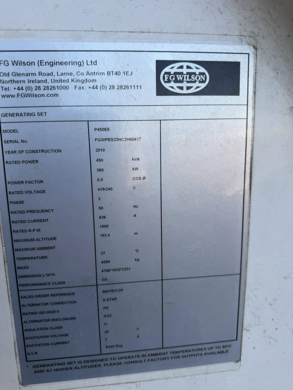 4/1/2026 اول وجبه سنة 2026
Cummins KTA38 G8 1000 Kva 
Perkins 2200/450 Kva 
***********
