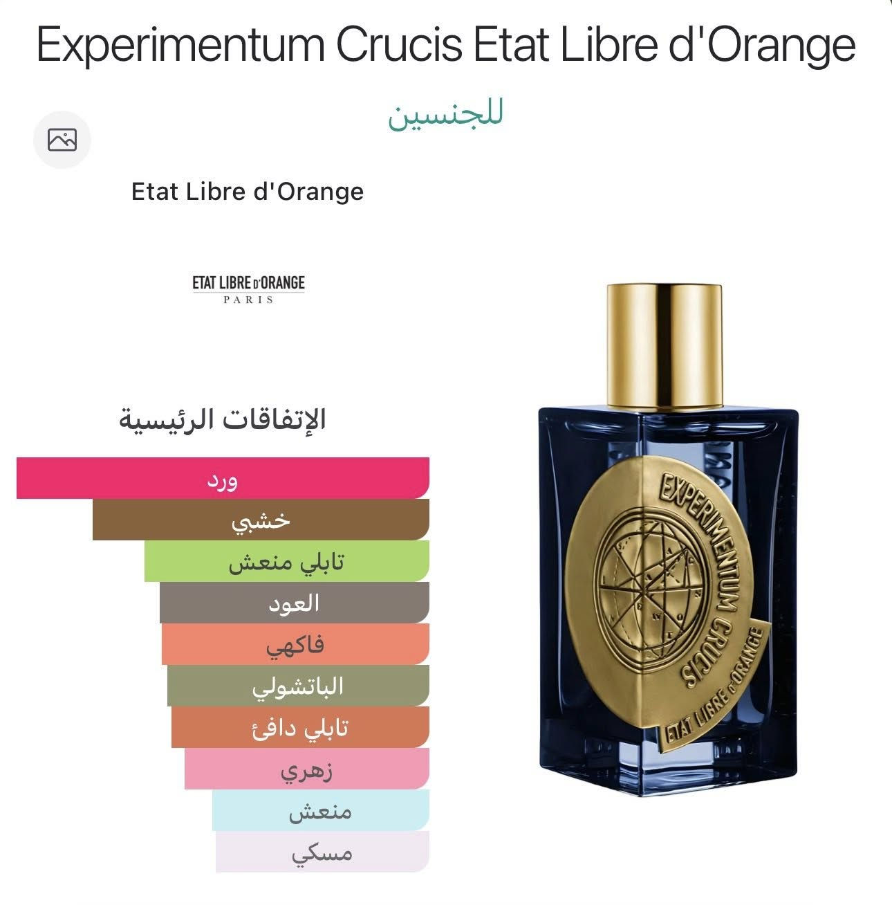 السلام عليكم ورحمه الله
عطر Experimentum Crucis Etat Libre d'Orange

سعر 180 الف
مكان بغداد السيدية 
***********
غير مستخدم 
كامل مع الكارتون 
مصدر الشراء اساور
