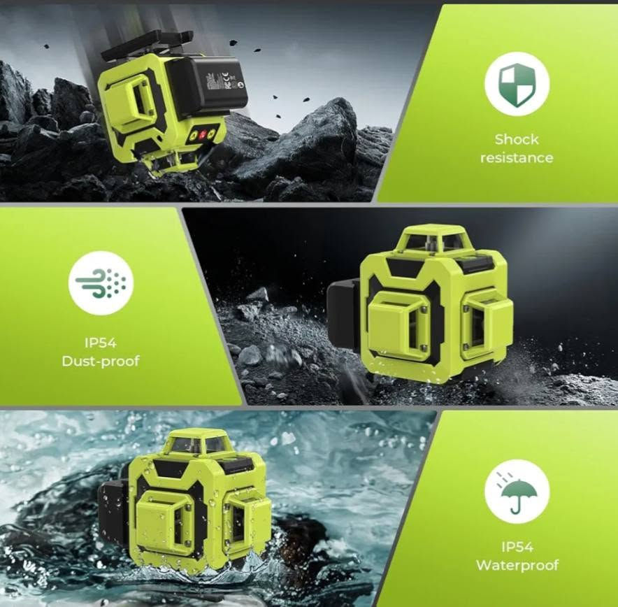 الجهاز هو مستوى ليزر (Laser Level) أخضر رباعي الأبعاد بـ 16 خطاً.يتميز الجهاز بـ تسوية ذاتية (Self-Leveling) ويغطي مساحة 360 درجة أفقياً ورأسياً.يعمل ببطارية ليثيوم قابلة للشحن ويصل نطاق عمله إلى حوالي 20 متراً في القطر.


**إذا كنت صاحب هذا الإعلان وتريد حذفه لأي سبب، رجاءا أرسل رسالة إلى الدعم الفني**