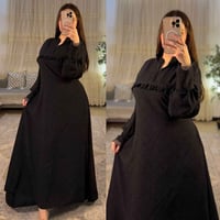 فستان لنن • اسود فاحم • فري سايز