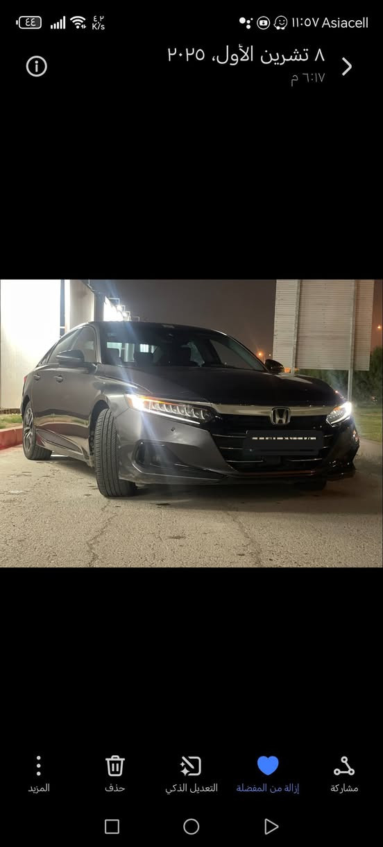 السلام عليكم
هوندا اكورد هايبرد 2022 فول مواصفات أعلى فئة بال اكورد
يعني أعلى شي 
السيارة حادثها واضح بالصورة مكانها بغداد الدورة 
سعرها ١٦٥ 
 هذا رقم تلفوني ***********
