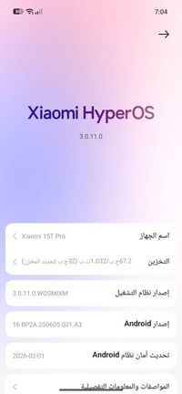 شاومي 15T برو • أقل من أسبوع • الحلة