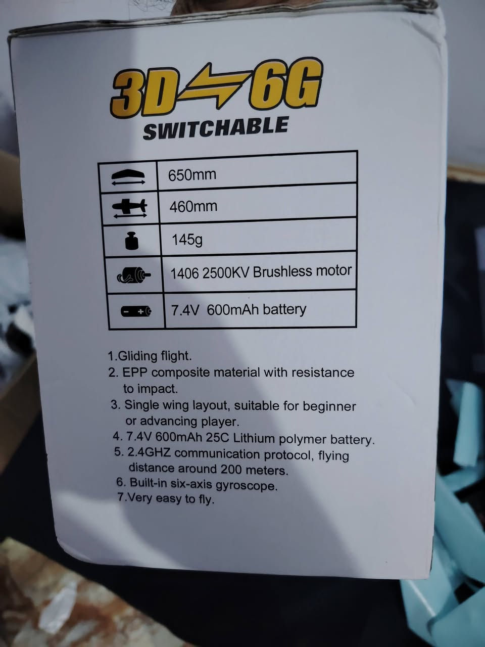 هذه طائرة تعمل بالتحكم عن بعد من طراز WLtoys XK A160-J3 Skylark. إليك أبرز مواصفاتها: 
نوع الطائرة: طائرة حيلة بأربعة قنوات (4CH) تعمل بمحرك فرش (Brushless). 
أنظمة الطيران: تحتوي على وضعين للطيران: وضع 3D للطيران البهلواني، ووضع 6G للاستقرار التلقائي. 
المادة: مصنوعة من مادة EPP الصديقة للبيئة، والتي تتميز بمقاومتها للصدمات. 
البطارية: تعمل ببطارية Li-Po بقوة 7.4 فولت و 500 مللي أمبير. 
الفئة العمرية: مناسبة للأعمار من 14 عاماً فما فوق
ع اول تم ١٠٠ الف وبلعافيه


**إذا كنت صاحب هذا الإعلان وتريد حذفه لأي سبب، رجاءا أرسل رسالة إلى الدعم الفني**