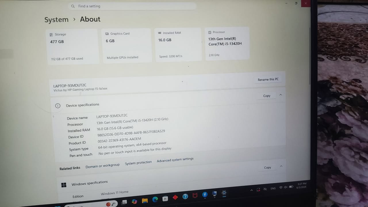 لابتوب للبيع السعر 850 نضيفه كلش قليل الاستخدام مواصفاتها
HP VICTUS 15 

CPU: AMD R7 7445HS 8 CORES 

GPU: RTX 4050 6GB GDDR6 

RAM: 16GB DDR5 5600Hz

HARD: 512GB SSD M.2

MON: 15.6 FHD IPS 144hz

OS: DOS

KEYBOARD: US Backlit RGB

Color : Gary

تواصل على الرقم *********** بغداد 
‏
