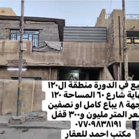 للبيع في الدورة منطقة ال١٢٠ نهاية شارع ٦٠ المساحة ١٢٠ واجهة ٨ يباع كام...