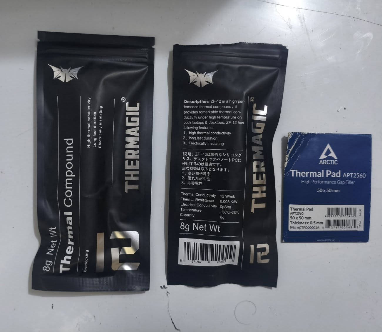 قطع حاسبة للبيع
معجون حراري thermagic قياس 8 غرام موصلية 12W/mk سعر القطعة 10 الاف
وسادة حرارية thermal pad نوع ARCTIC قياس 50ملم في 50ملم سماكة 0.5 السعر 15
مبرد هوائي ستوك  intel سعر القطعة 10
رام لابتوب ddr3 16008gb السعر 15
كيبل اكستيندد مطول لكرت الشاشة pcie السعر 5
كيبل بور للمعالج 8 pin الى 4+4 pin السعر 2


**إذا كنت صاحب هذا الإعلان وتريد حذفه لأي سبب، رجاءا أرسل رسالة إلى الدعم الفني**