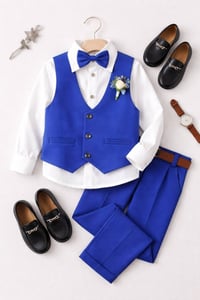 طقم ولادي ٣قطع • بيج ونيلي • ٢-٦ سنوات