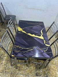 ميز طعام سل ستيل تزكام  السعر 275  عدد 9  شرط نذبة من الطابق الثاني وا...