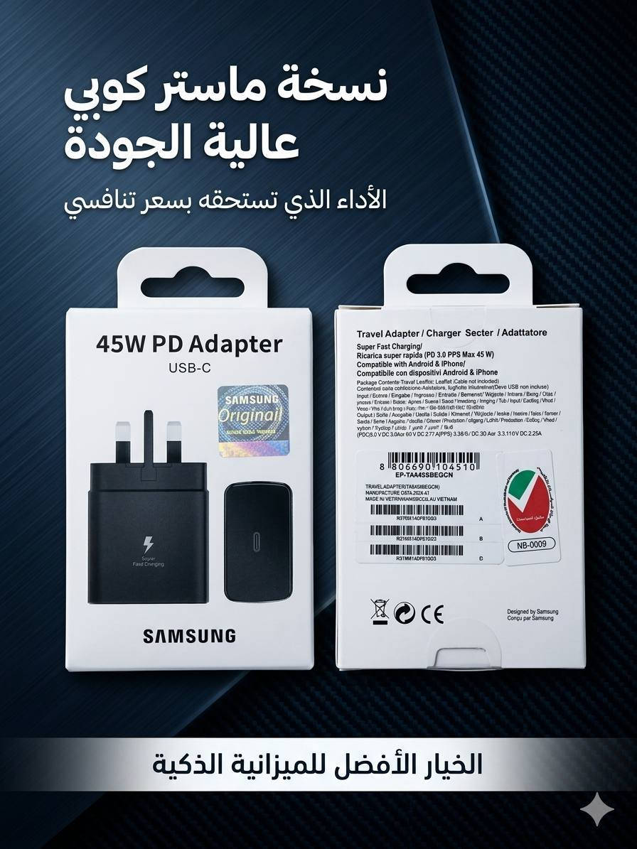 السلام عليكم ورحمة الله وبركاته 🌹
مساكم / صبحكم الله بالخير والعافية
🔌 رأس شاحن سامسونك
متوفر أصلي 100% و ماستر كوبي بجودة عالية.
💰 السعر:
• الأصلي: 25 ألف دينار
• الماستر كوبي: 15 ألف دينار
✅ الأصلي مع ضمان 6 أشهر (تبديل)
✅ تجربة قبل الشراء للتأكد أنه أصلي
✅ إذا لم يكن أصلي ترجعه فوراً
🛒 موجود بيع جملة ومفرد
📍 الموقع: كركوك
🚚 توصيل مجاني داخل كركوك
📦 توصيل إلى جميع المحافظات
⚡ الكمية محدودة
💯 جودة مضمونة
📩 للحجز أو الاستفسار اتصل أو راسلنا على:
*********** – ***********
