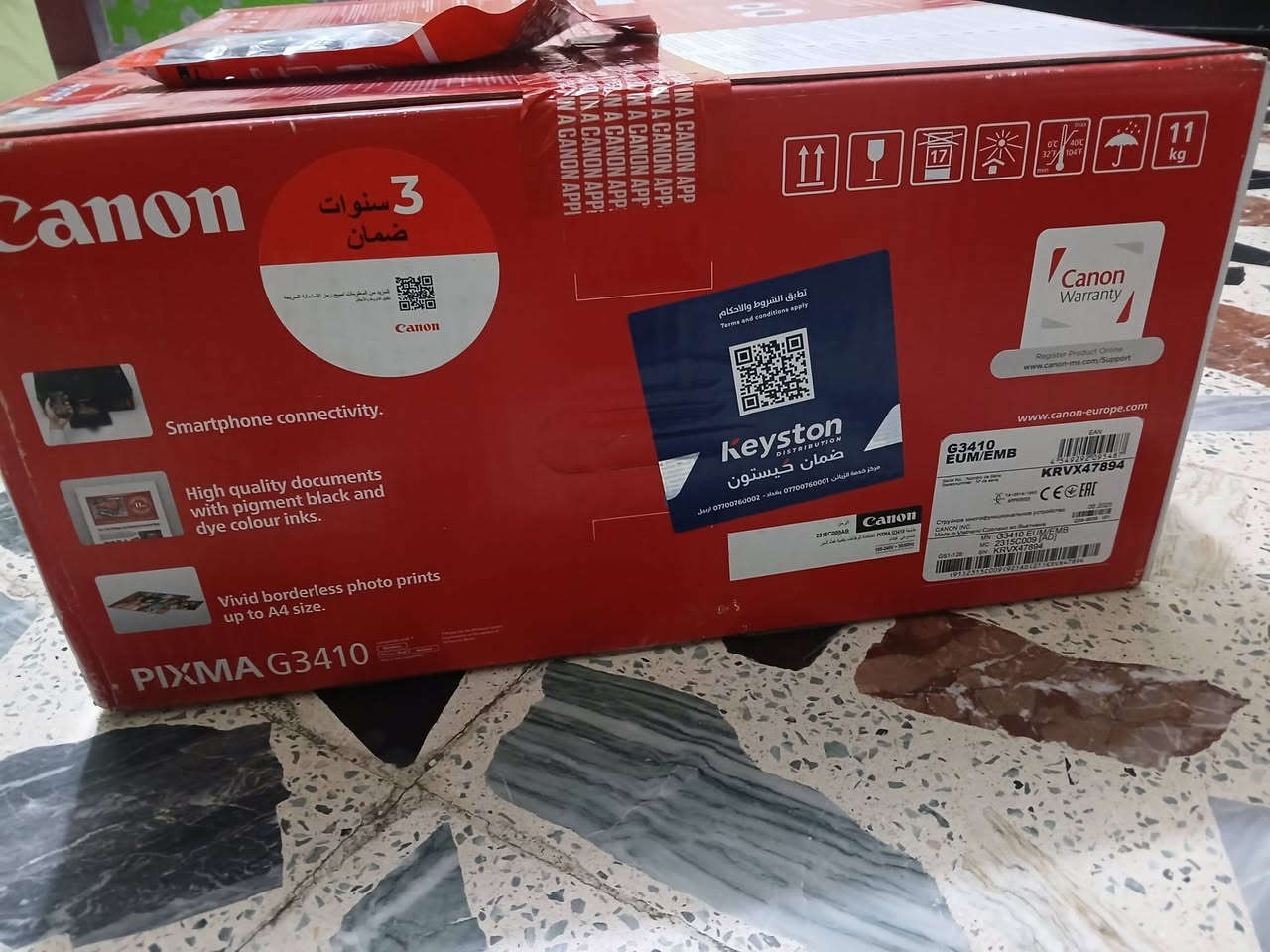 طابعة ملونة Canon PIXMA G3410 جديدة بالكرتون غير مستعملة انت تفتح الكارتون

✅ طابعة  ملونة  احواض حقن بلادية  : طباعة – نسخ – مسح ضوئي (سكانر)

✅ تدعم الاتصال اللاسلكي Wi-Fi والطباعة من الهاتف الذكي.
✅ دقة طباعة عالية تصل إلى 4800 × 1200 dpi.
✅ سرعة الطباعة: 8.8 صورة/دقيقة للأسود و 5 صور/دقيقة للألوان.
✅ نظام أحبار MegaTank اقتصادي قابل لإعادة التعبئة.
✅ إنتاجية الحبر تصل إلى 6000 صفحة أسود و 7000 صفحة ألوان.
✅ تدعم الطباعة بدون حدود للصور (Borderless Printing).
✅ سعة إدخال الورق 100 ورقة.
✅ شاشة LCD أحادية اللون بقياس 1.2 بوصة.
✅ مناسبة للمنزل، الطلبة، والمكاتب الصغيرة. 

السعر ١٥٠ نهايتها 
المكان بغداد حي اور ..ام الكبر ..البنوك .


**إذا كنت صاحب هذا الإعلان وتريد حذفه لأي سبب، رجاءا أرسل رسالة إلى الدعم الفني**