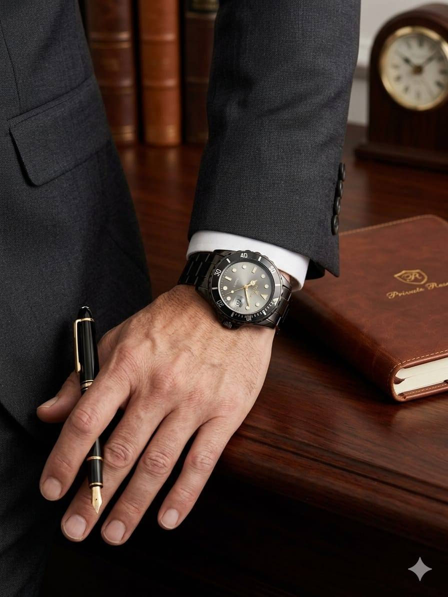 ساعة من ماركة رولكس (Rolex) __________________
مكينة كوارتز📌 
-الضهر مختم📝
-اللون اسود مع مينة سوداء📌
-طلاء ثابت
-زجاج مقاوم الخدوش📌 
-معدل ستانلستيل مقاومة للماء📌 
-قفل دكمة مختم 🔒 
-عداد تاريخ مع عدسة مكبره📆 
-عقارب مضيئة في الضلام 
السعر : الساعة مع علبة بـ10 الف


**إذا كنت صاحب هذا الإعلان وتريد حذفه لأي سبب، رجاءا أرسل رسالة إلى الدعم الفني**