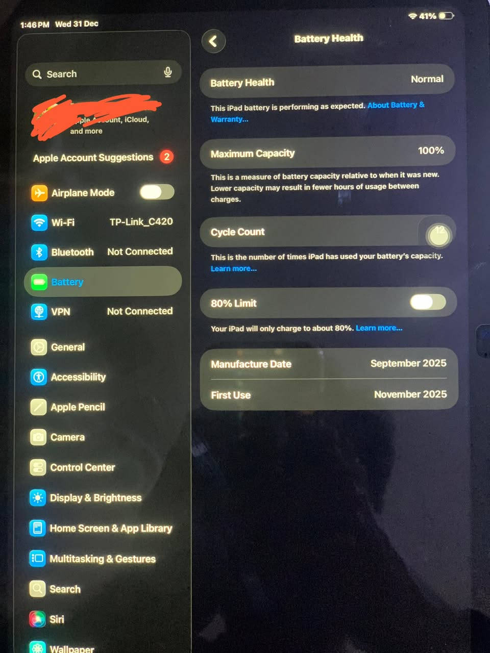 للبيع آيباد شبه جديد 🔥
آيباد iPad 11 عادي (A16)
الجهاز نظيف جداً وما مفتوح نهائياً
البطارية 100٪
مشتراه قبل 15 يوم فقط
ما مستعمل، بس انفتح للفحص
بالكرتون وكل ملحقاته الأصلية

🔹 السعة: 128GB
🔹 النظام: iPadOS 26.1
🔹 بدون أي خدش أو ملاحظة

البيع لعدم الحاجة
السعر قابل للتفاوض للجادين فقط
للاتصال والاستفسار على الرقم ***********
