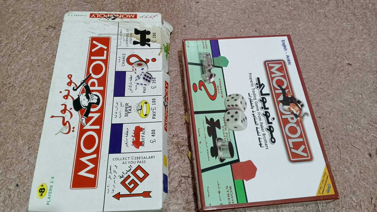 يوجد 3 العاب مونوبولي كامل اغراضها مع الاوراق واحجار النرد وأشكال اللعب و البيوت
مع لعبة ثانية مع كامل اغراضها 

الالعاب جديدة مستعملة استعمال بسيط 

للبيع بسعر 25 دينار شامل التوصيل لجميع مناطق المملكة 

التواصل على الواتس 0796849761

سعر ال ٣ بس ٢٥ قابل للتفاوض


**إذا كنت صاحب هذا الإعلان وتريد حذفه لأي سبب، رجاءا أرسل رسالة إلى الدعم الفني**