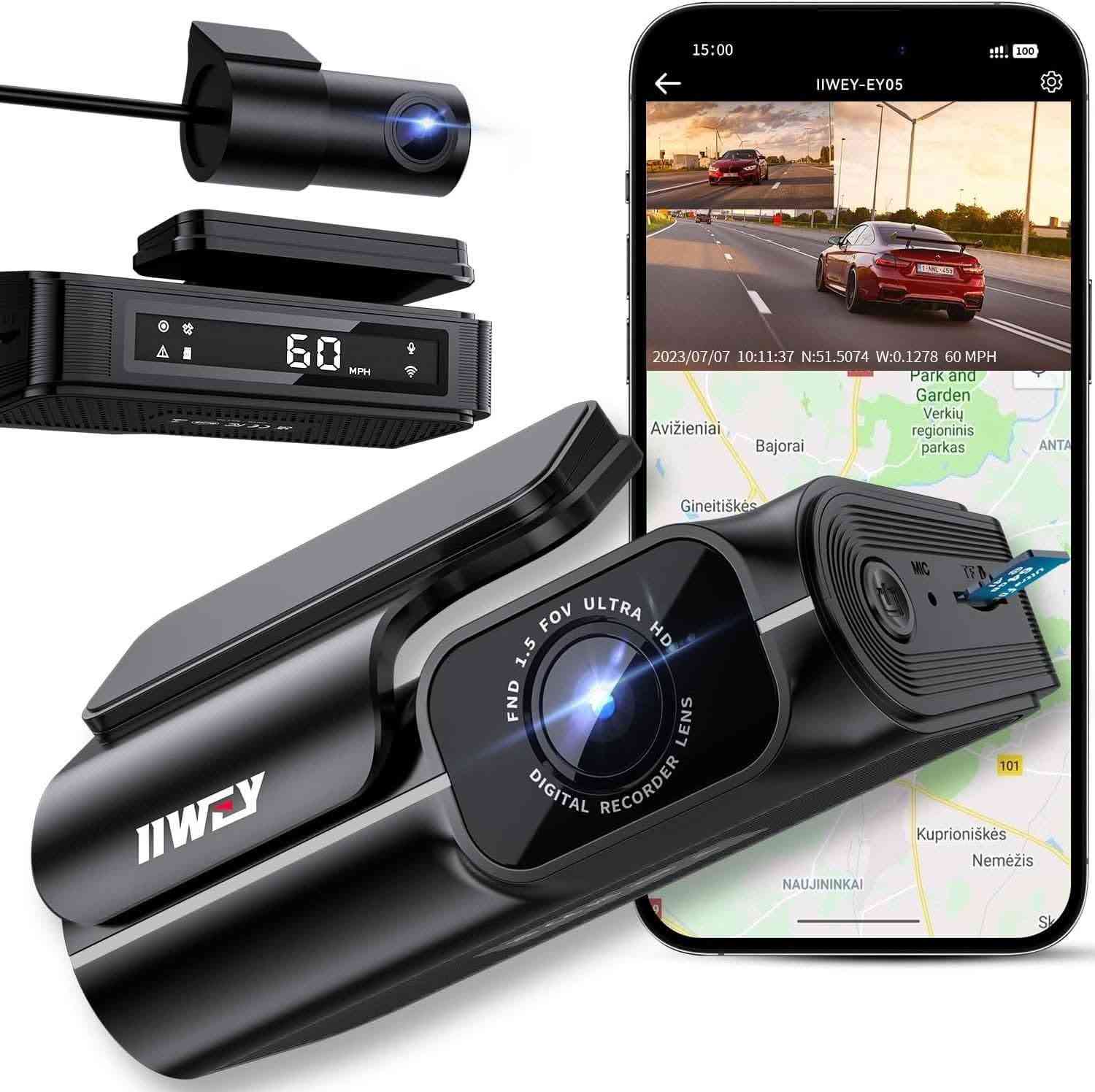 هذه كاميرا IIWEY EY05، وهي كاميرا مراقبة للسيارة (Dash Cam) تسجل بدقة 4K أمامية وخلفية.تتميز الكاميرا بوجود واي فاي مدمج بتقنية 5GHz لتسهيل نقل الفيديوهات إلى هاتفك، بالإضافة إلى نظام GPS لتسجيل الموقع والسرعة.تتضمن العبوة عادةً بطاقة ذاكرة 64GB ومصممة برؤية ليلية فائقة الجودة باستخدام مستشعرات سوني
*********** واتساب
