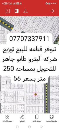 07707337911 تتوفر قطعه للبيع توزيع شركه البترو طابو جاهز للتحويل بمساح...