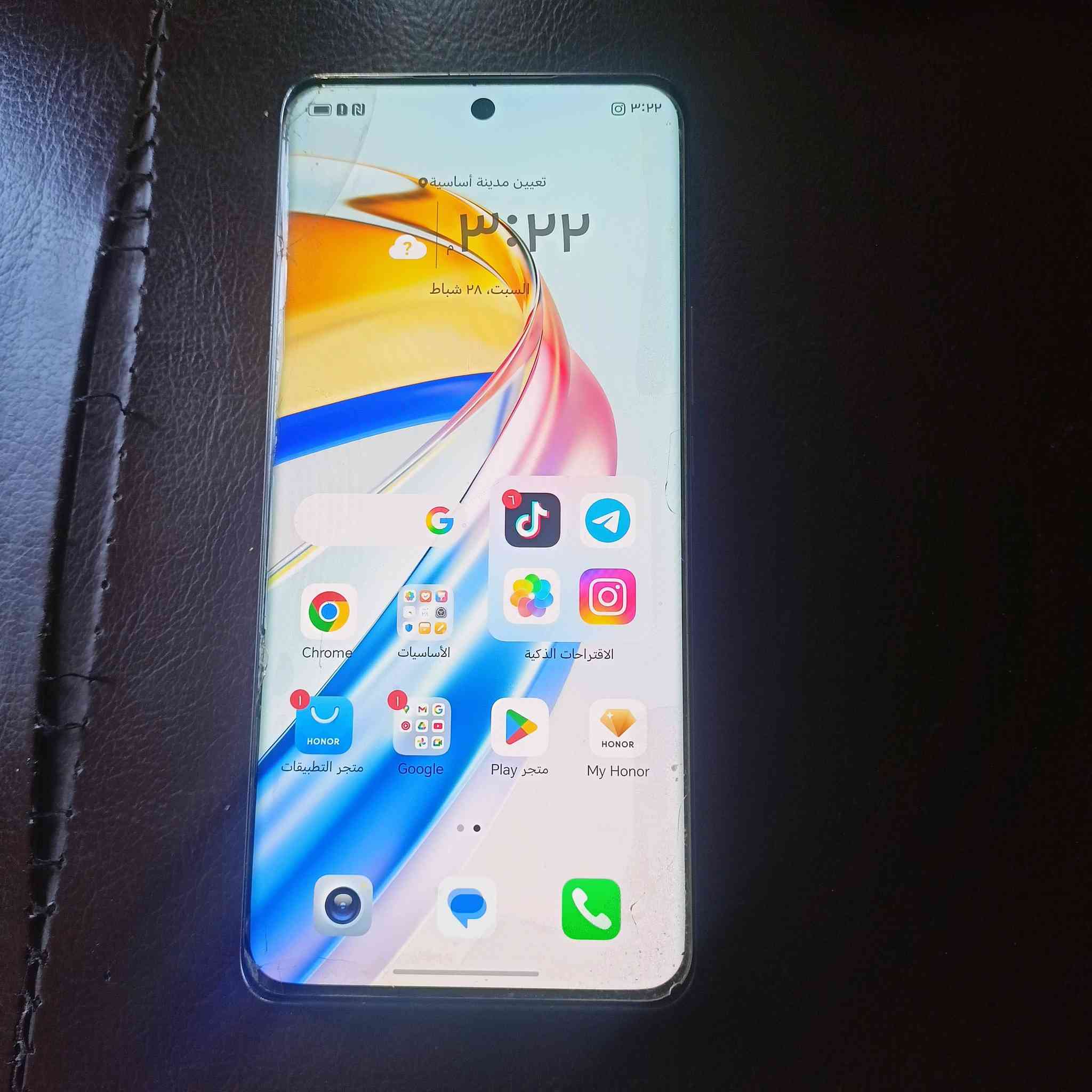 هونر x9b_5G
استعمال شخصي ضمان الفحص 
ذاكرة 256 
جهاز نضيف وضد الكسر السعر 285 / ***********/ واساب
