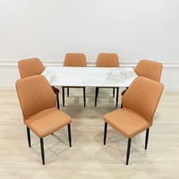 ميز طعام 6 كرسي • رخام مزجج • 80×140 سم