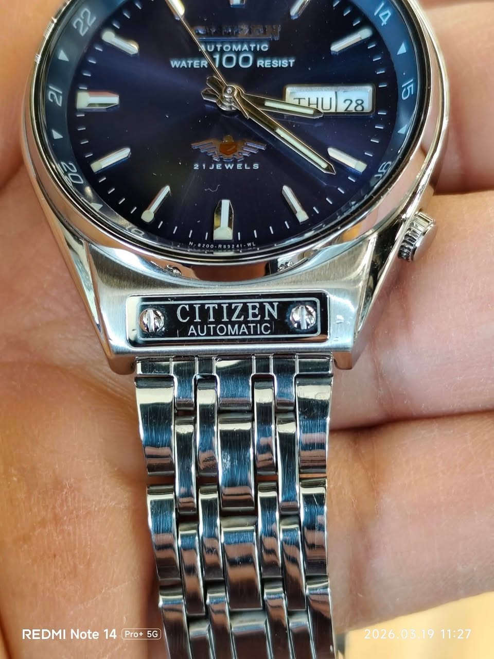 بسم اللە
ساعة(ستیزن) اوتوماتیك 
ماکینة مایوتا یابانی 21 حجر
نافذة للعرض التاريخ والایام الاسبوع
قطر 38ملم 
السعر 160$ دولار
مکان/السلیمانیە
یوجد توصیل


**إذا كنت صاحب هذا الإعلان وتريد حذفه لأي سبب، رجاءا أرسل رسالة إلى الدعم الفني**