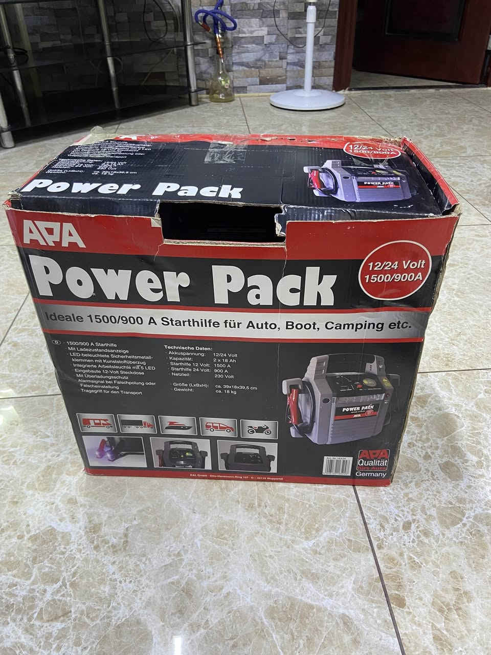 السلام عليكم اخوان
للبيع چطل سياره من الوزن الثقيل الماني الصنع؛
POWER PACK 12v/24v- 2x18Ah
900A/1500A
الچطل مستعمل قليل ومتروك بالمخزن لاكثر من سنه والجهاز مع الباكيت الاصلي وادابتر الشحن (١٢ فولت) الجهاز وكما موضح بالفديو  مستعمل نظيف ومتعدد الاستخدامات ويباع على الفحص للراغب بالشراء…
القياسات:  39x18x39cm
الوزن: 18Kg
مكان الجهاز : حلة / حي الحسين
السعر : 60 الف دينار
للاستفسار: الكتابه على المسنجر او
الاتصال على:
 ☎️ *********** مع الواتس
 ◦
