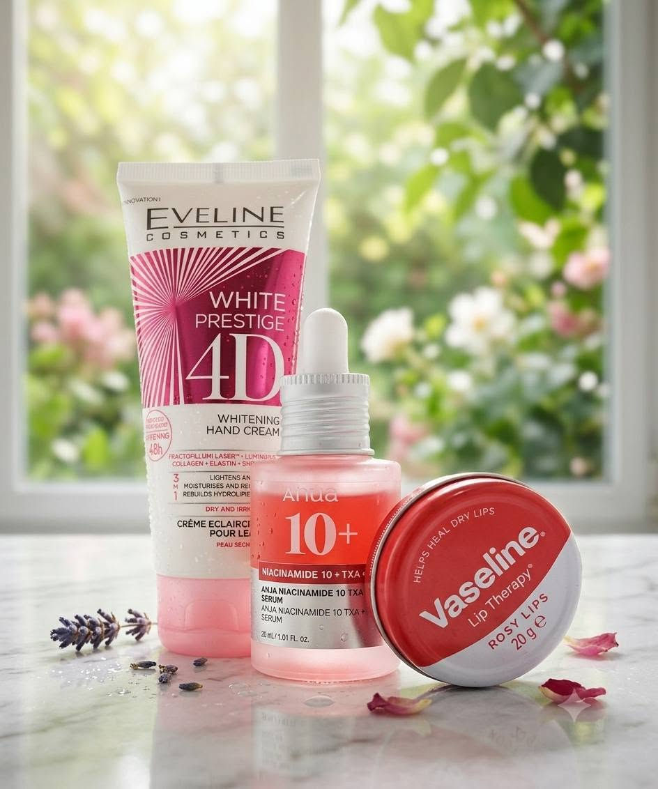 💗 عرض العناية الناعمة للبنوتات الحلوات 💗

• كريم  ايفلين Eveline 4D لتفتيح وترطيب اليدين، ينطي نعومة وريحة فخمة ✨
• سيروم  انوا الاحمر Anua Niacinamide + TXA يعالج البقع ويوازن لون البشرة ويقلل المسامات 🫶
• Vaseline Rosy Lips يخلي مرطب شفه فازلين  الشفايف ناعمة ووردية طول اليوم 💋🌸

هذا البكج مخصص للنعومة + ترطيب + توحيد لون بشكل لطيف وفعال 🤍
نتائج تلاحظينها من أول أسبوع 😍

✨ #توصل لجميع المحافظات العراق 🇮🇶

-


**إذا كنت صاحب هذا الإعلان وتريد حذفه لأي سبب، رجاءا أرسل رسالة إلى الدعم الفني**