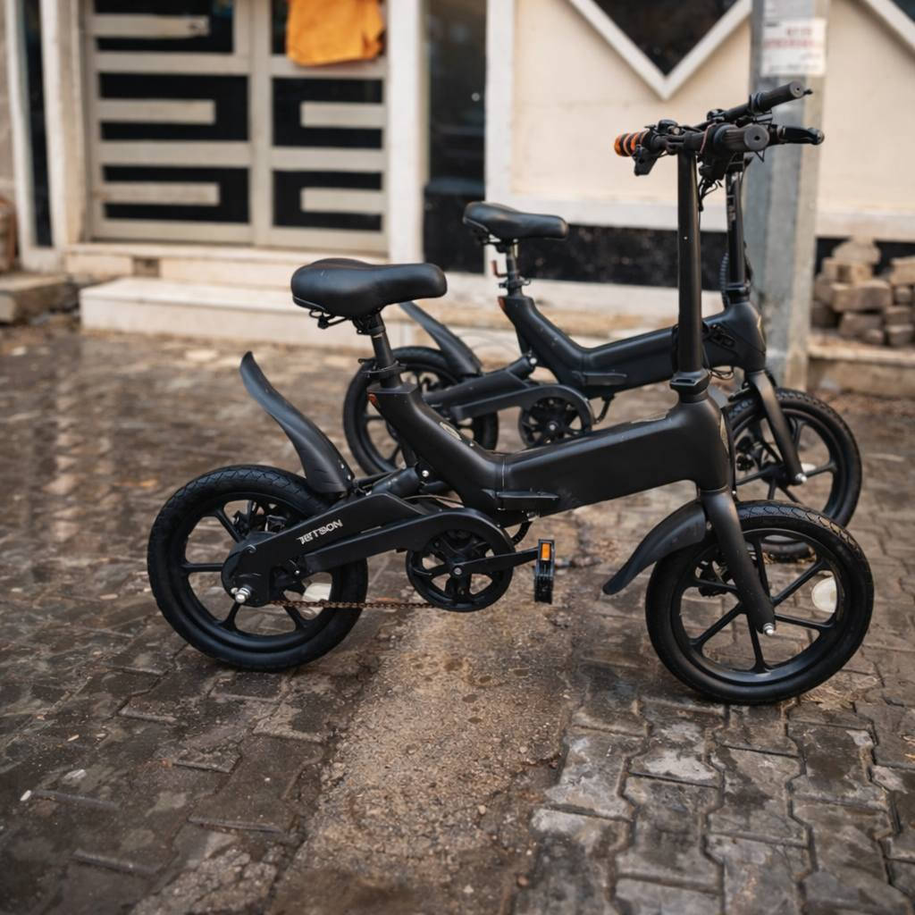 بايسكل شحن  ويصير عادي بايدر  .
السرعة تقريباً 25 كم/ساعة.
بطارية ليثيوم قوية تدوم فترة زينة.
الشاحن مرفق وياه.
💰 السعر:
الواحد بـ 400 الف دينار عراقي 
اثنين بـ 750 الف دينار عراقي 
للتواصل الاتصال برقم /***********
