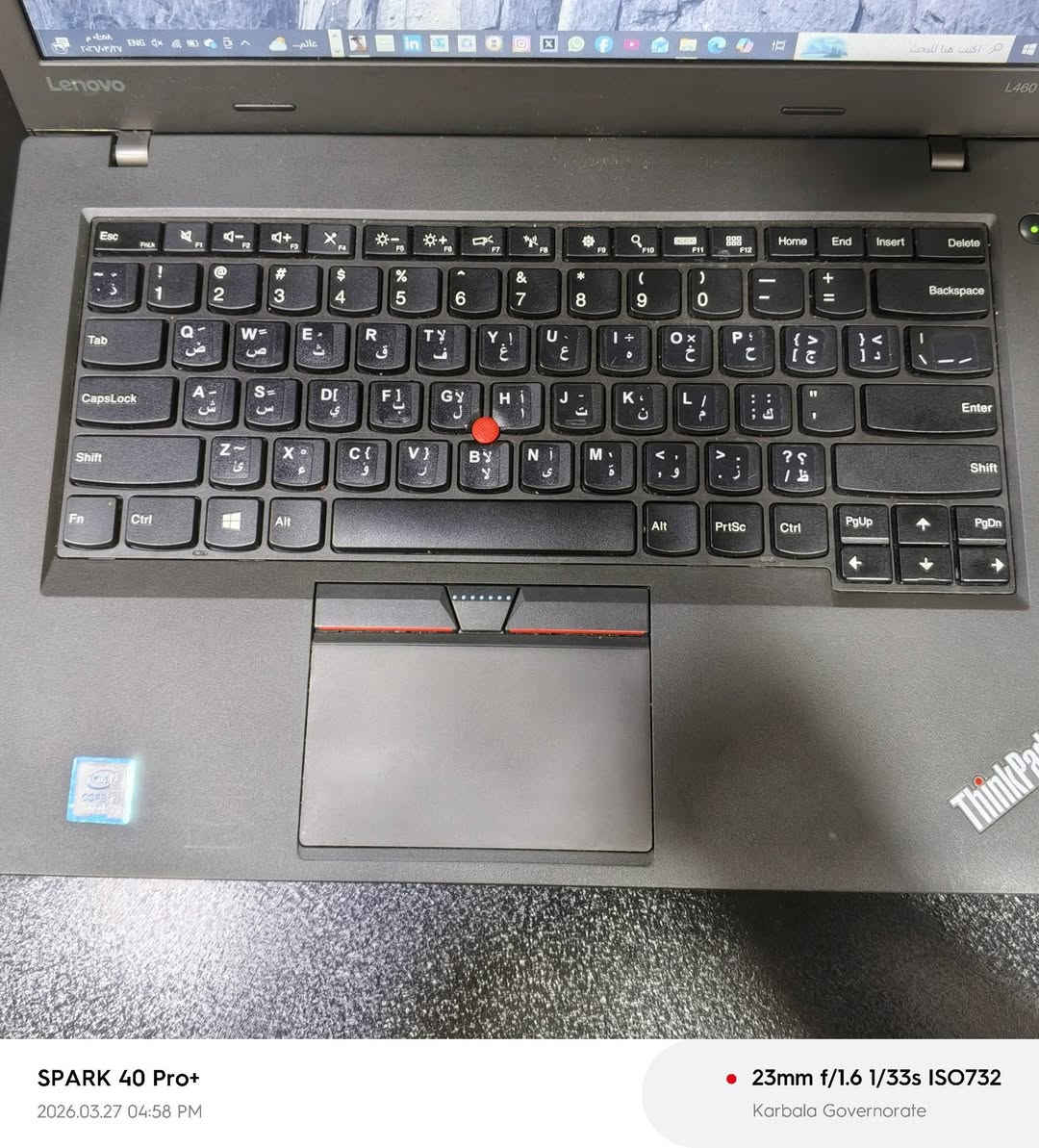 💻 للبيع لابتوب Lenovo ThinkPad L460 بحالة ممتازة

🔹 المعالج: Intel Core i5 الجيل السادس
🔹 الرام: 8GB
🔹 التخزين: 256GB
🔹 الشاشة: نظيفة جداً بدون مشاكل
🔹 البطارية: جيدة وتتحمل الاستخدام
🔹 الحالة: مستخدم استخدام خفيف + خدوش بسيطة جداً

✅ مناسب للدراسة، التصفح، وبرامج الأوفيس
✅ جهاز عملي وقوي ويتحمل الشغل

💰 السعر: 220 ألف دينار قابل للتفاوض
📍 الموقع: كربلاء البوبيات عمود 48 

 
الرقم للاستفسار:***********
