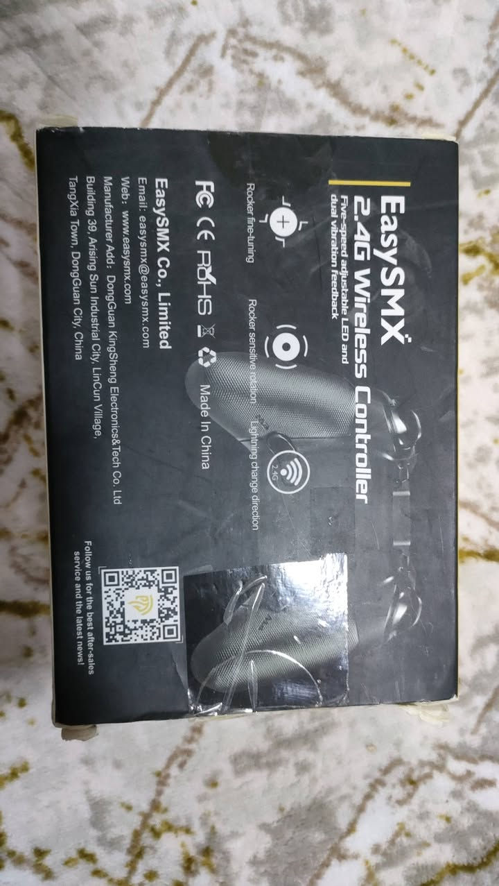 وحدة تحكم لاسلكية EasySMX ESM
متوافقة مع أجهزة الكمبيوتر الشخصية (PC)، و PS3، و Android TV Box، و Steam Deck. 
ودة ببطارية مدمجة بسعة 600 مللي أمبير. 
السعر : 25 الف
للحجز التواصل على الرقم التالي: ***********
