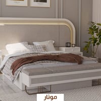 مونار • إضاءة LED مخفية • سرير مبطن