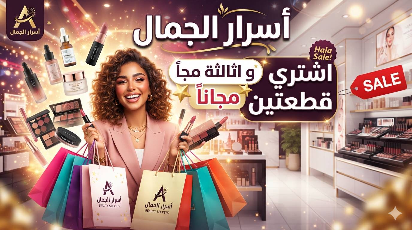 عروضنا الذهبية بدأت! ✨
لكل امرأة تبحث عن سحر الإشراق، "أسرار الجمال" يمنحكِ فرصة لا تُفوّت: اشتري قطعتين من مستحضراتكِ المفضلة، واحصلي على الثالثة هدية مجانية بالكامل! 🎁
دللي بشرتكِ الآن بنفحات الجمال والنضج، واكتشفي المفاجأة التي تنتظركِ.
تابعي تفاصيل العرض كاملة عبر قناتنا على اليوتيوب وسارعي بالطلب! ?

للتواصل ***********